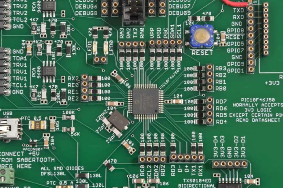 Close-Up of PCB Components