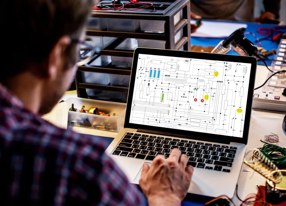 A user-friendly schematic symbol library simplifies component selection for electronics projects.