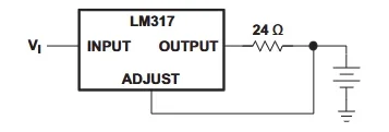 Standard application circuits from the LM317 datasheet, including voltage regulation and current limiting.