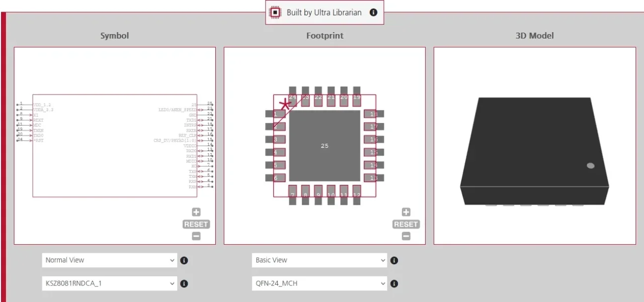 STM32F1’s Symbol, Footprint, and 3D Model featured on Ultra Librarian.